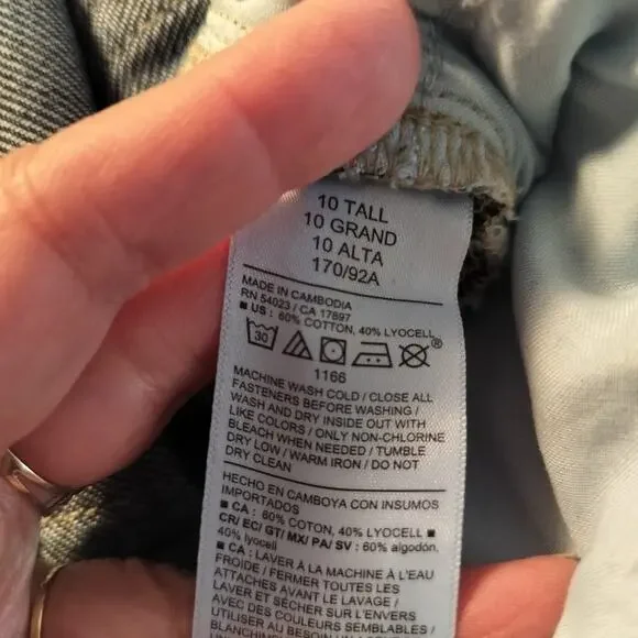 5105) Old Navy 10 Tall Hi Rise Baggy Wide Leg Drapey Denim Mediums Wash - Picture 8 of 9